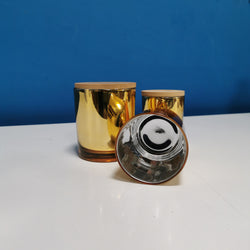 CANDLE GLASS METALLIC GOLD WITH WOODEN LID