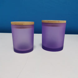 CANDLE GLASS PURPLE WITH WOODEN LID