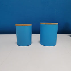 CANDLE GLASS MATTE LIGHT BLUE WITH WOODEN LID