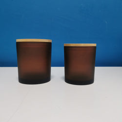 CANDLE GLASS CARAMEL WITH WOODEN LID