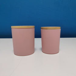 CANDLE GLASS PINK WITH WOODEN LID