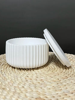 ROUND STRIPPED JAR WITH LID